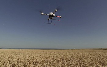 drone over a wheat field